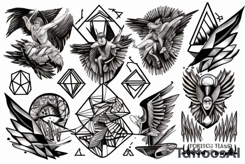 Geometric Fall Of Icarus tattoo idea