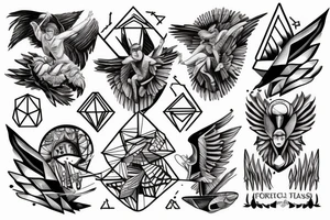 Geometric Fall Of Icarus tattoo idea