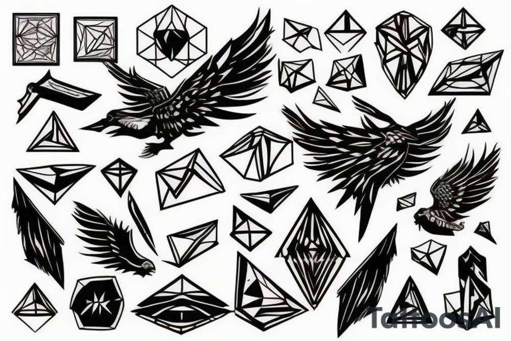 Geometric Fall Of Icarus tattoo idea