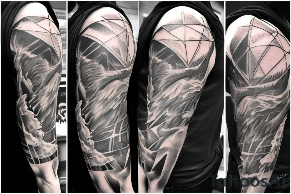 Geometric Fall Of Icarus tattoo idea