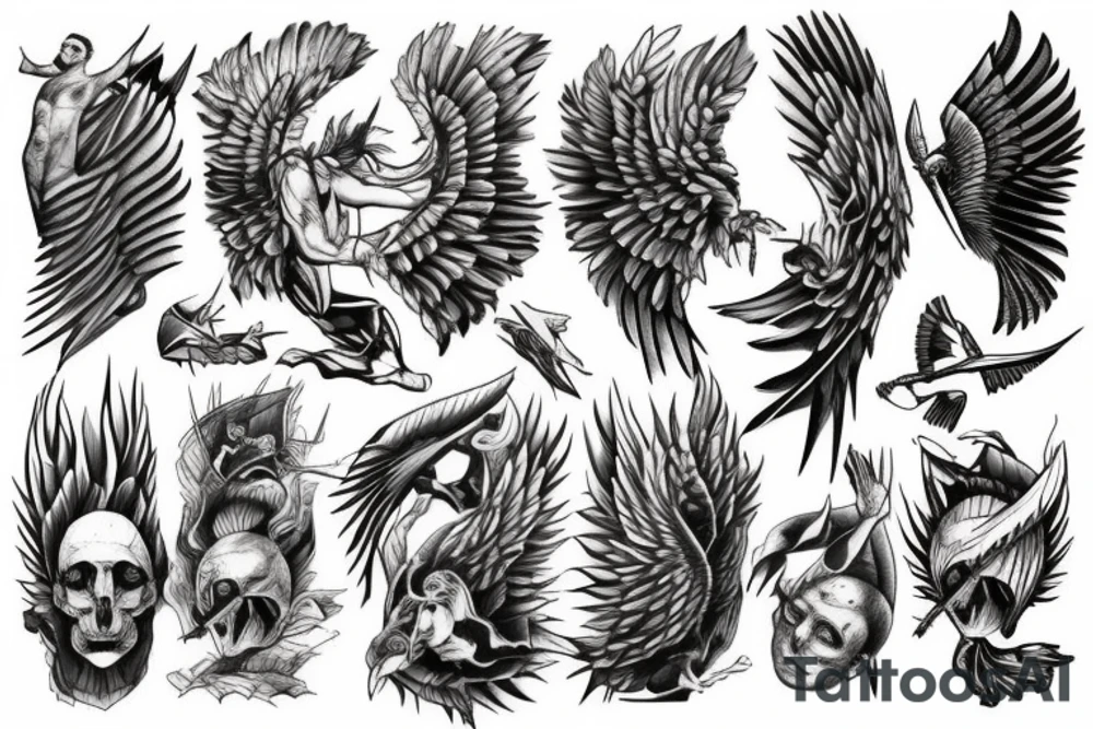 Geometric Fall Of Icarus tattoo idea