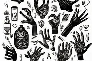 Hand growing out of a vase tattoo idea