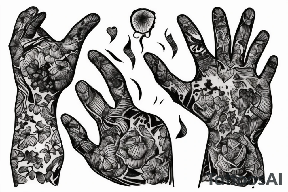 Hand growing out of a vase tattoo idea