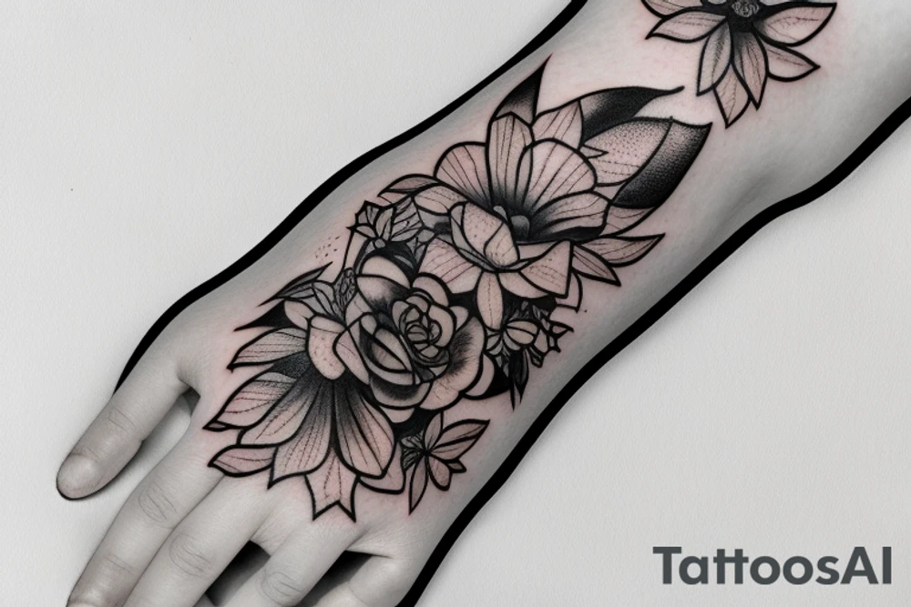 Hand growing out of a vase tattoo idea