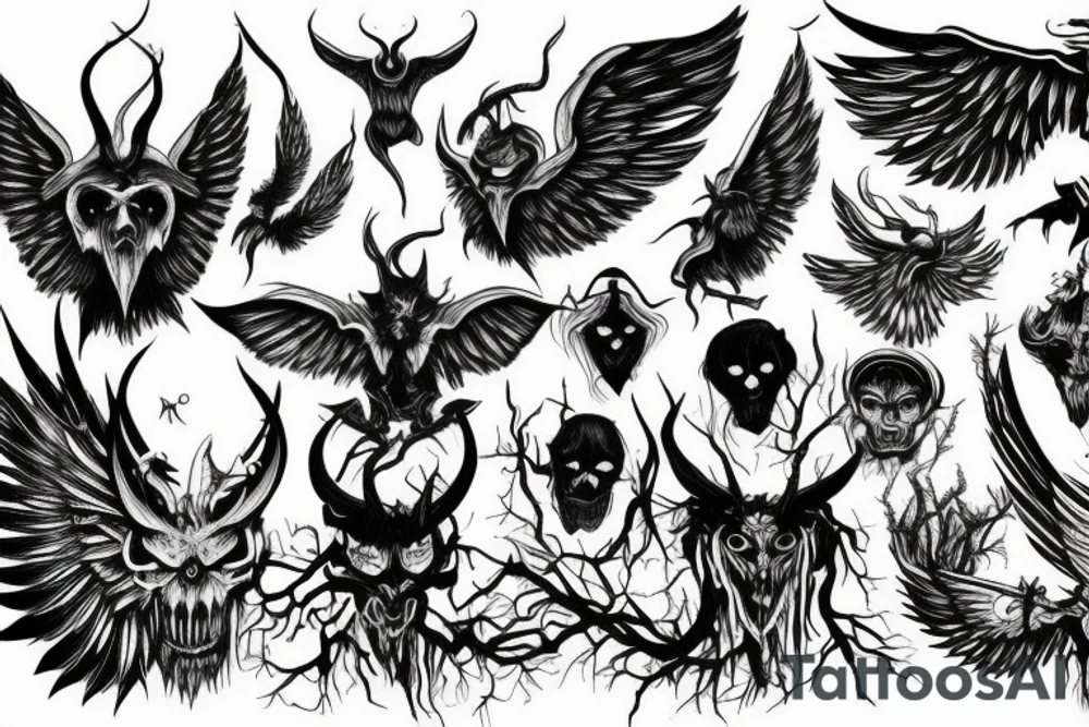 demon from the forest with the wings tattoo idea