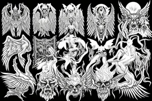 demon from the forest with the wings tattoo idea
