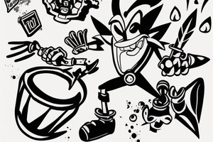 Crash bandicoot throwing trash tattoo idea