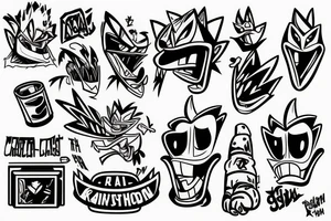 Crash bandicoot throwing trash tattoo idea