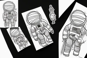 An astronaut sitting on a planet holding ballons tattoo idea
