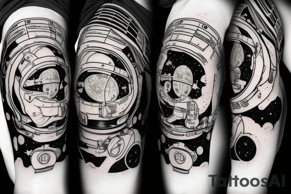 An astronaut sitting on a planet tattoo idea