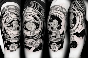 An astronaut sitting on a planet tattoo idea
