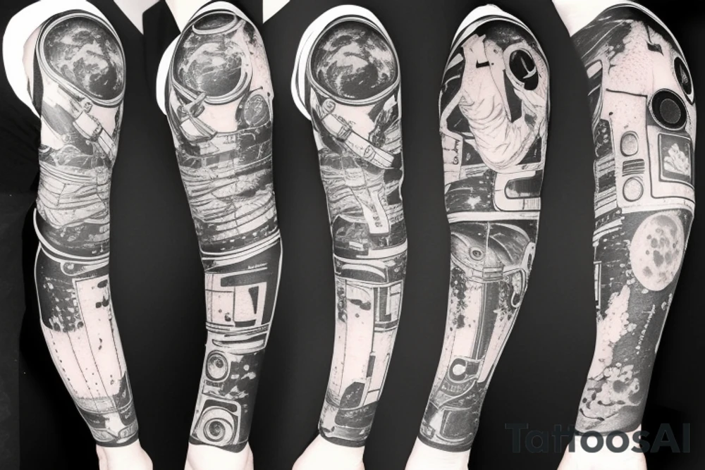 An astronaut sitting on a planet tattoo idea