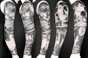 An astronaut sitting on a planet tattoo idea