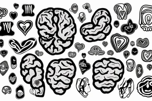 heart, brains, modern, black withe, balance, tattoo idea