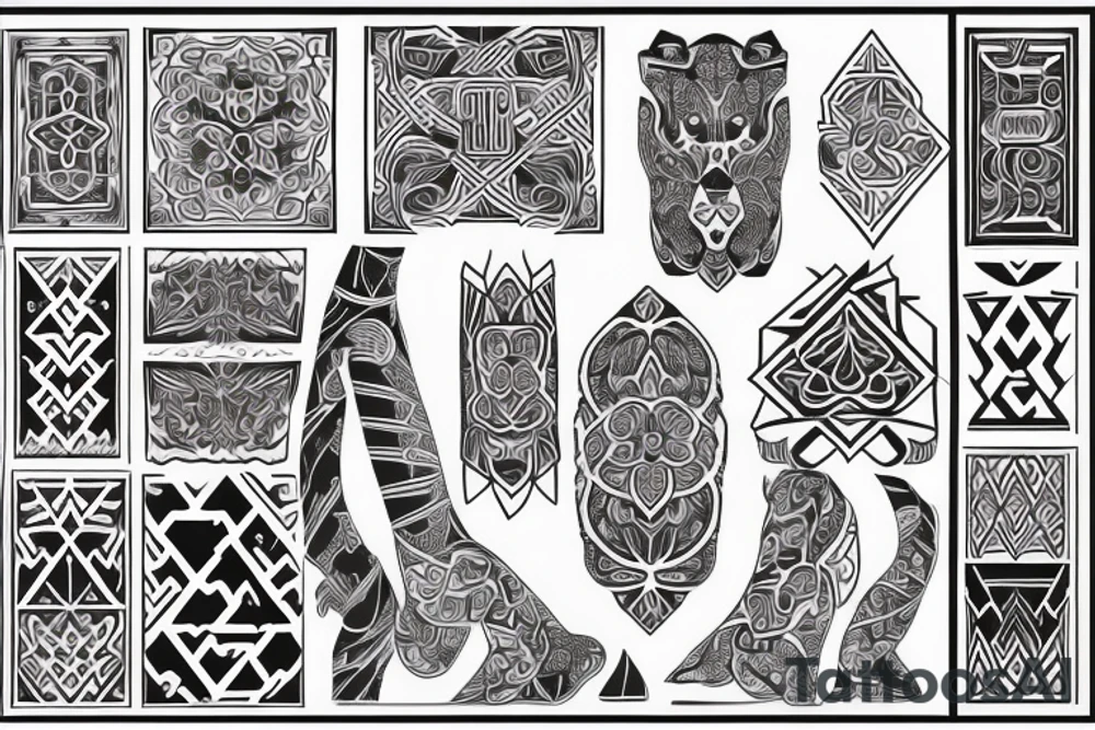 Kazakh national ornament sleeve tattoo idea