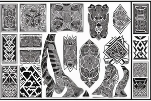 Kazakh national ornament sleeve tattoo idea