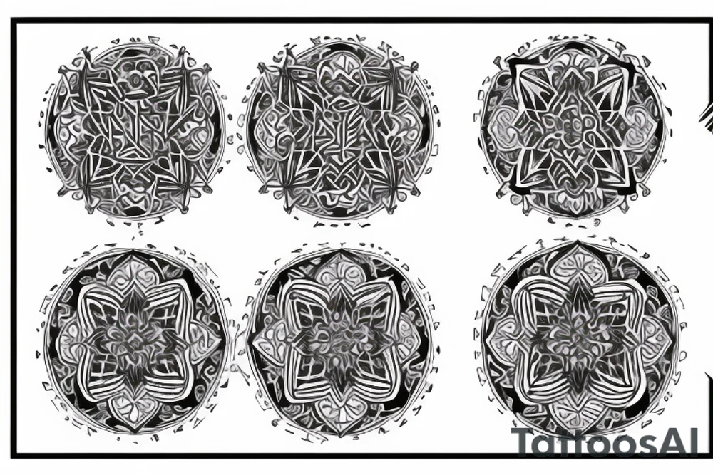Kazakh national ornament sleeve tattoo idea