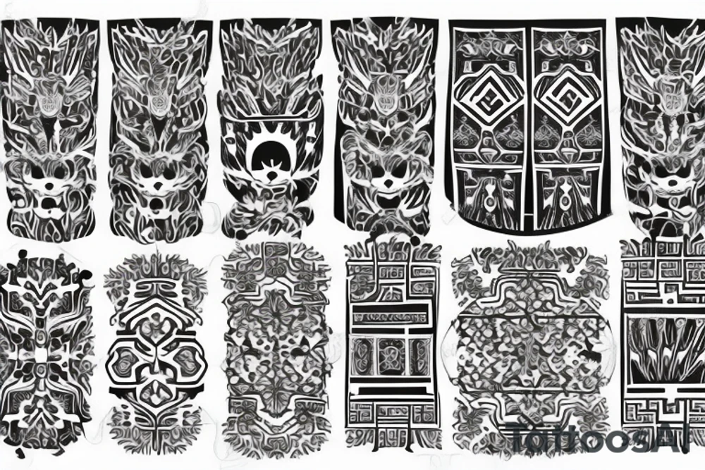 Kazakh national ornament sleeve tattoo idea