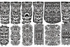 Kazakh national ornament sleeve tattoo idea