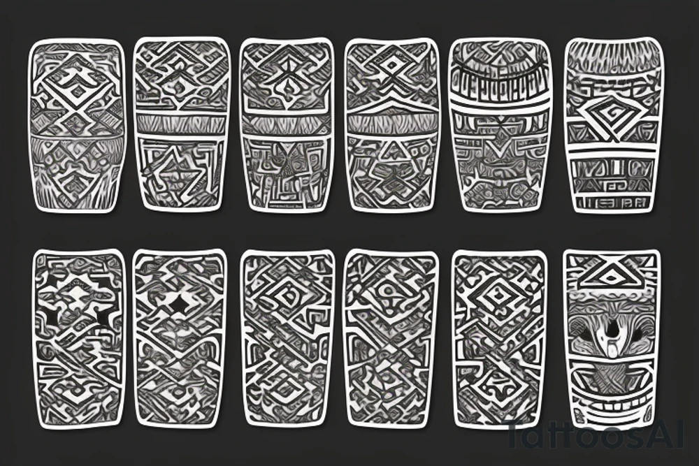 Kazakh national ornament sleeve tattoo idea