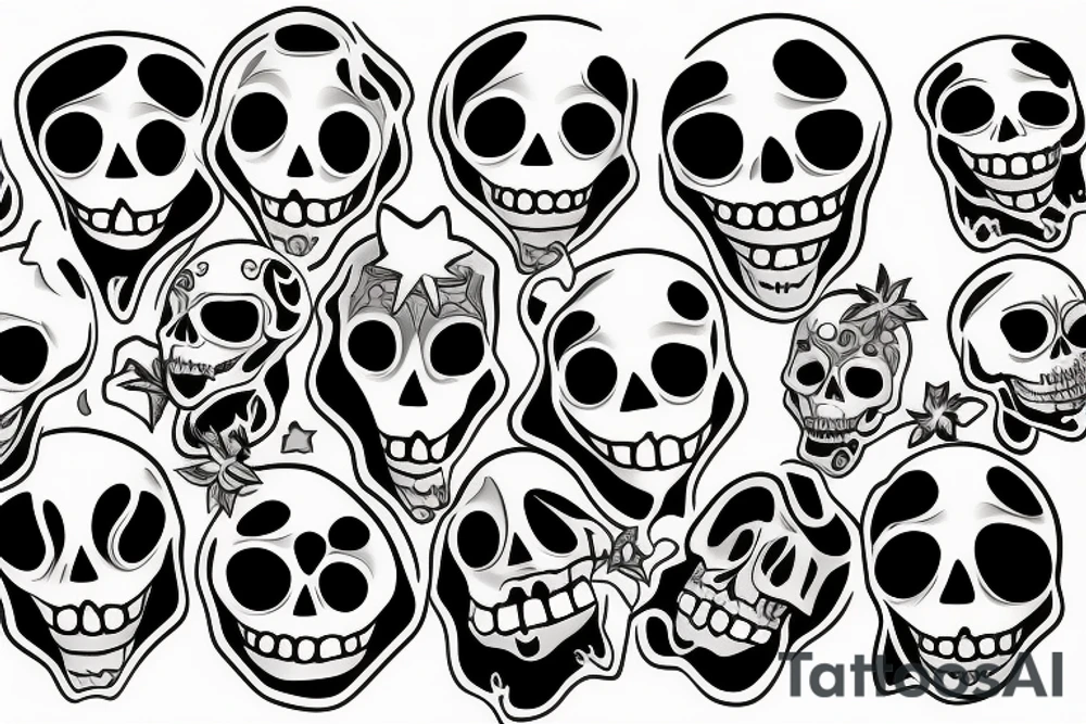 smiley skeleton tattoo idea