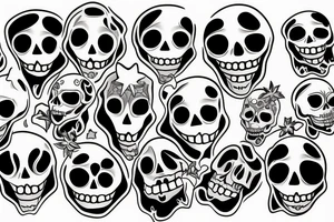 smiley skeleton tattoo idea