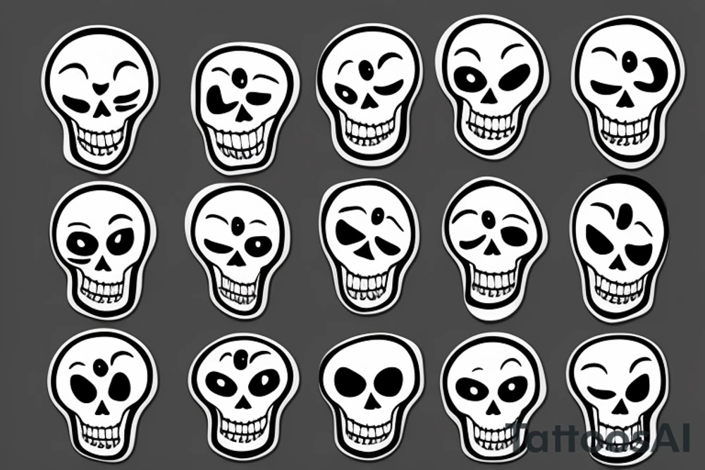 smiley skeleton tattoo idea