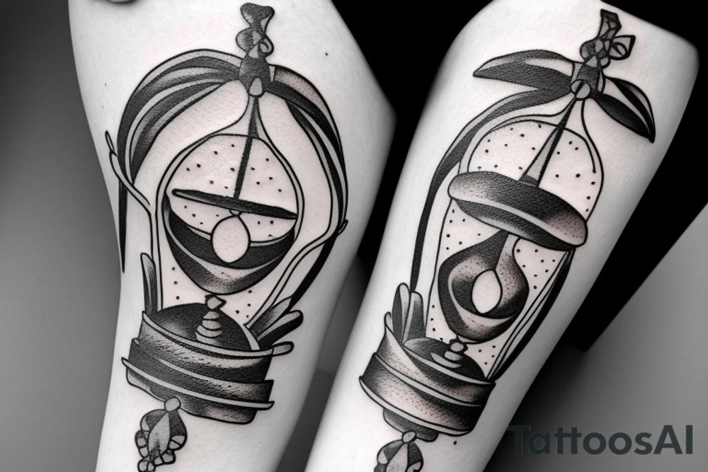 a crab holding an hourglass tattoo idea