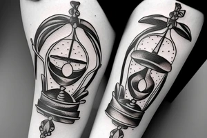 a crab holding an hourglass tattoo idea