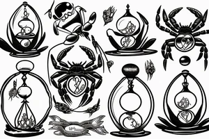 a crab holding an hourglass tattoo idea