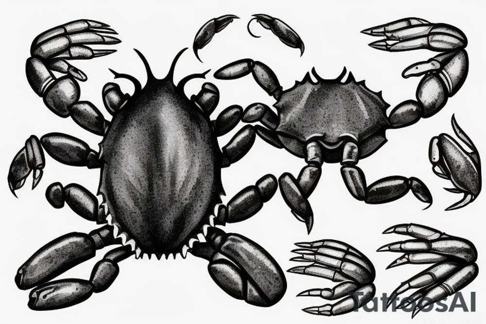a crab raising his clamps tattoo idea