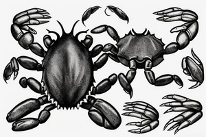 a crab raising his clamps tattoo idea