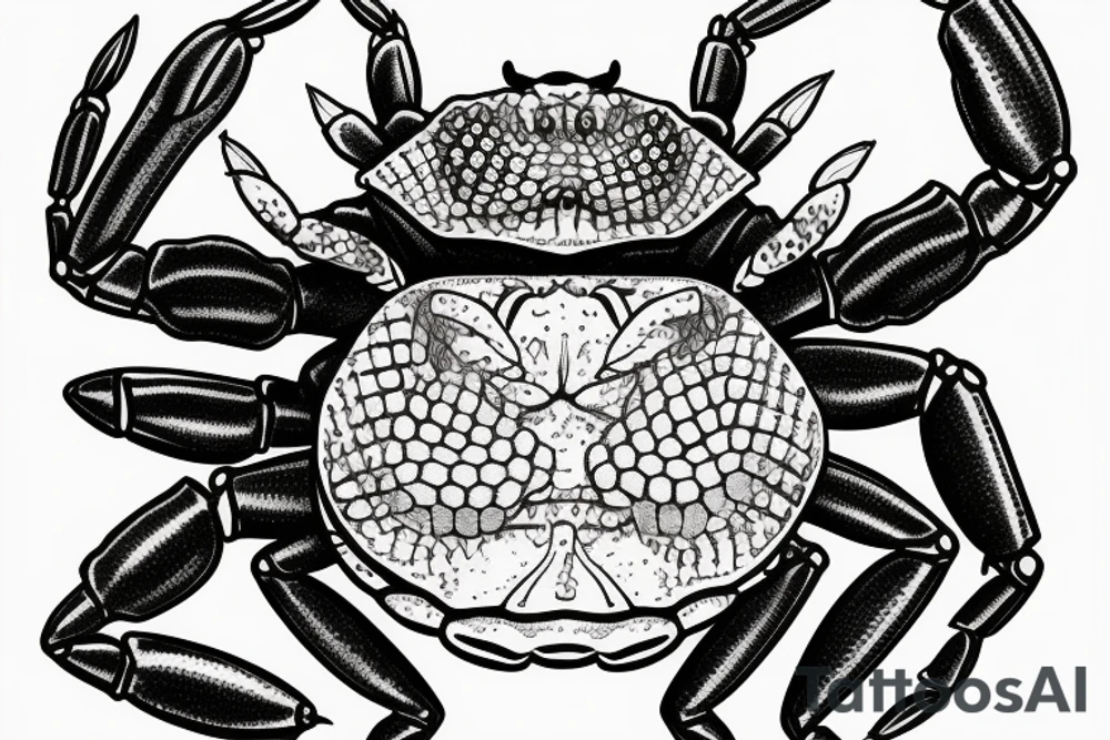 a crab raising his clamps tattoo idea