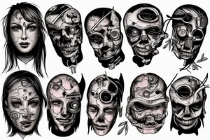 Torn skin with cybernetic implants tattoo idea