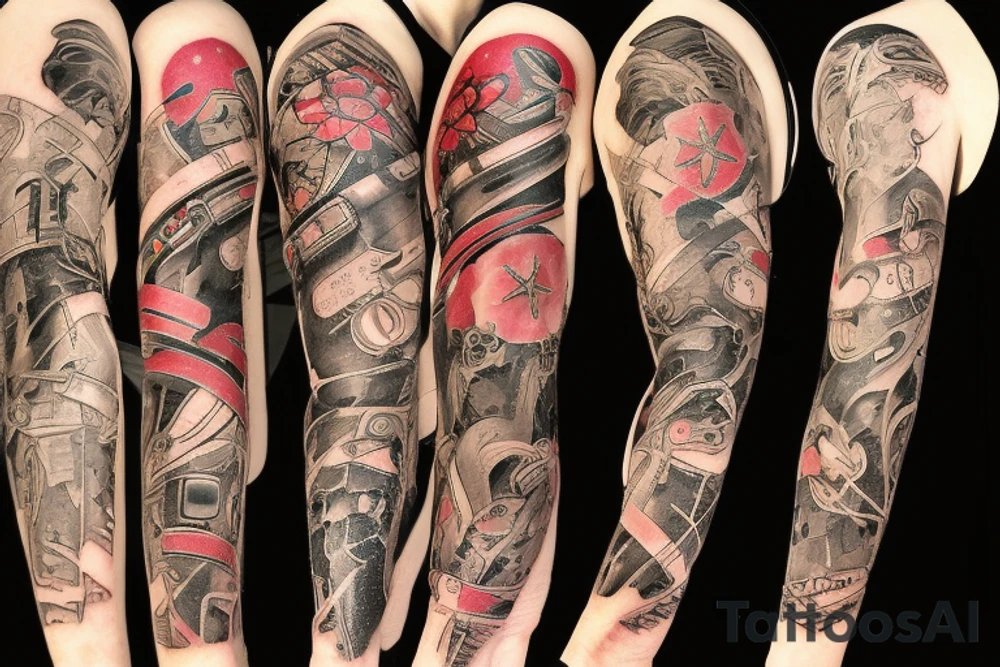Torn arm skin with embedded computer components tattoo idea