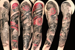 Torn arm skin with embedded computer components tattoo idea