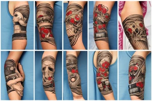 Torn arm skin with embedded computer components tattoo idea