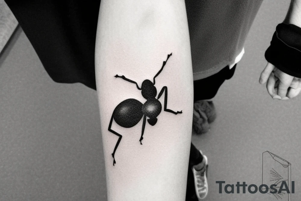 A minimalist ant carrying a cardboard box tattoo idea