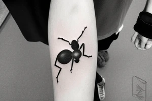 A minimalist ant carrying a cardboard box tattoo idea