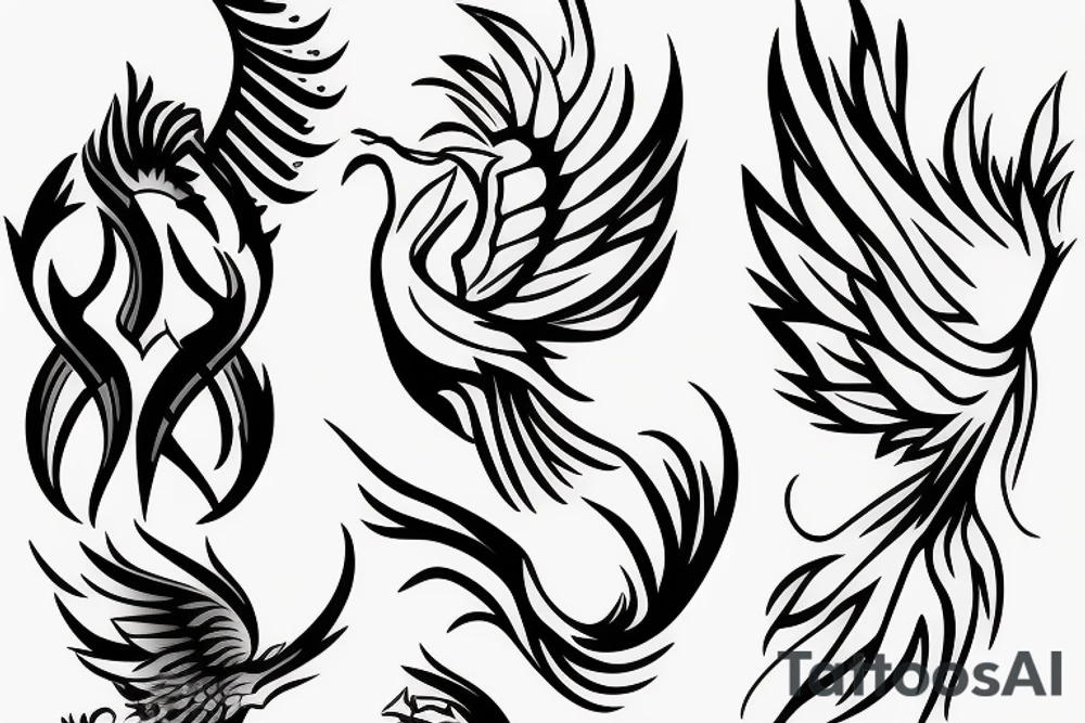 Forearm phoenix fineline geometric tattoo idea