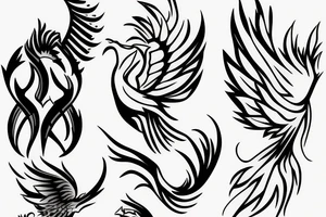 Forearm phoenix fineline geometric tattoo idea