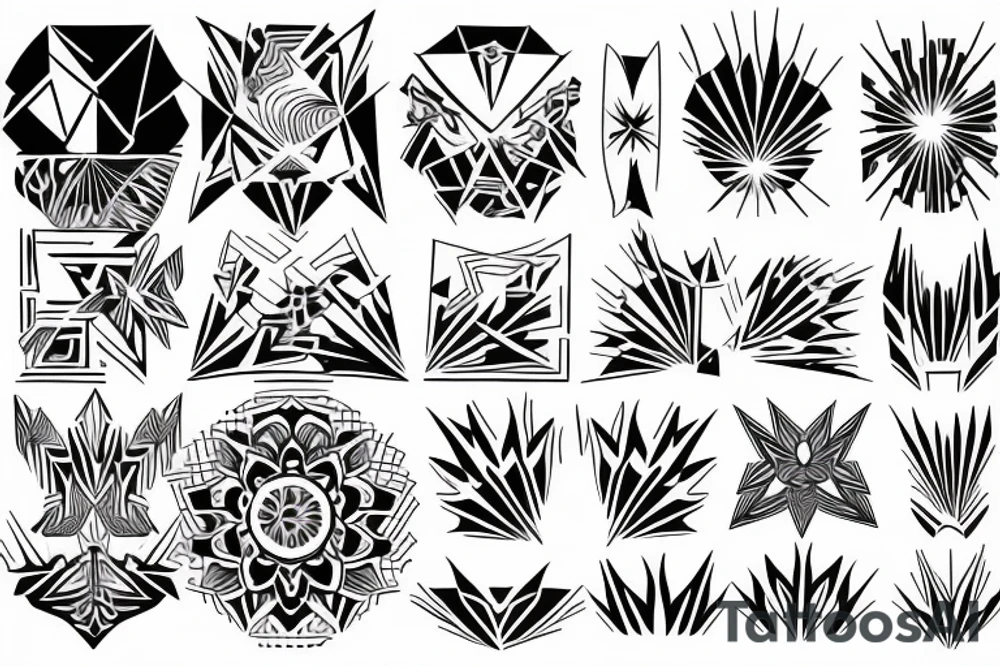phoenix fineline geometric tattoo idea
