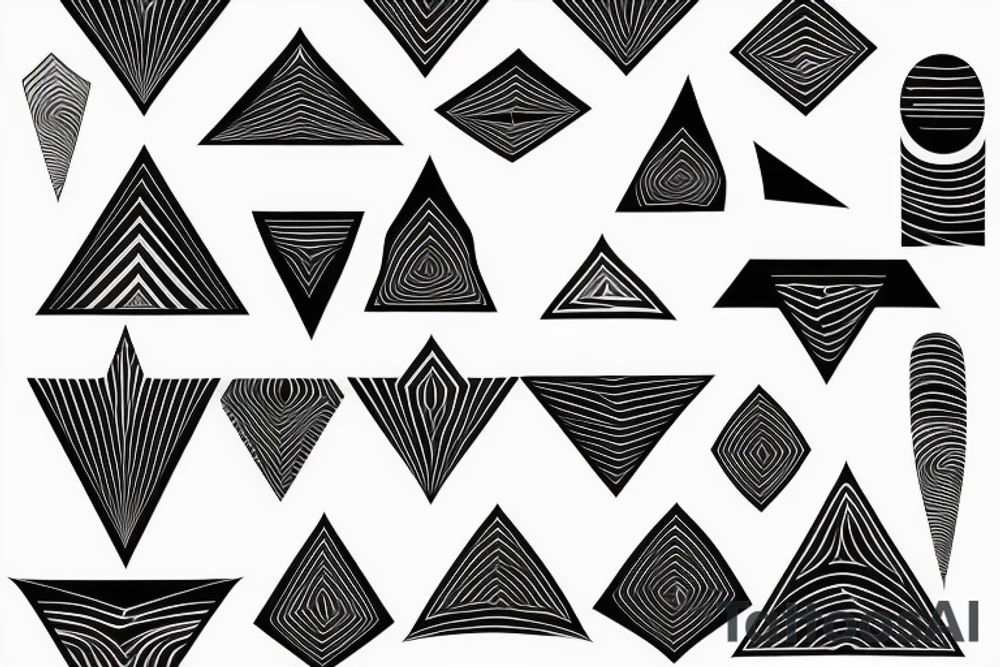 Fineline abstract phoenix triangles lines tattoo idea