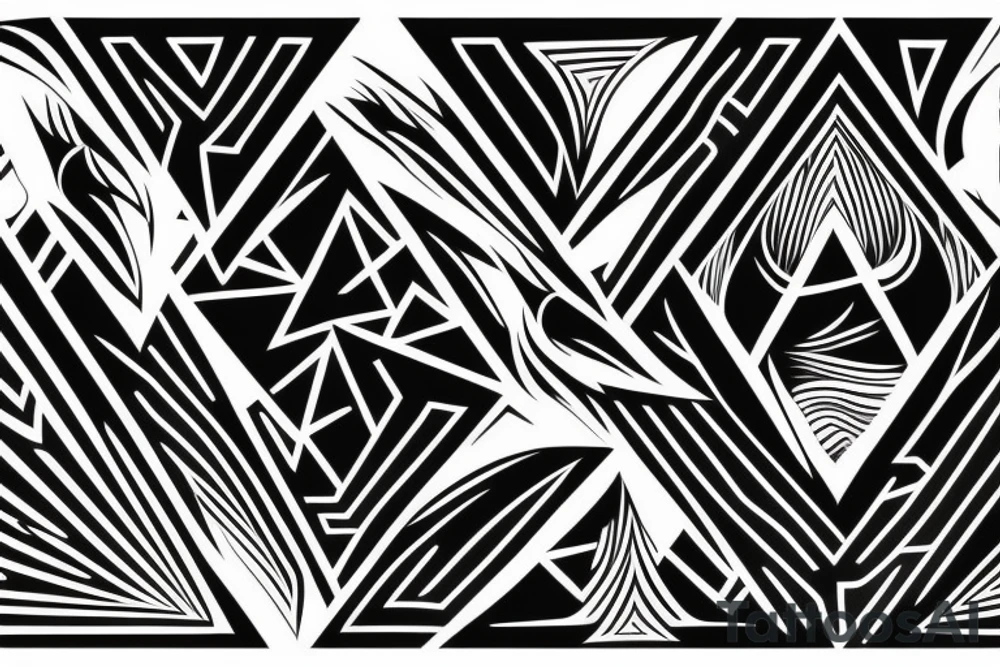 Fineline abstract phoenix triangles lines tattoo idea