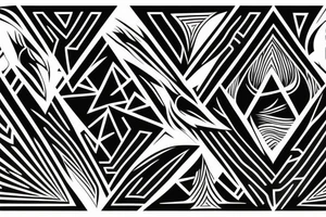 Fineline abstract phoenix triangles lines tattoo idea