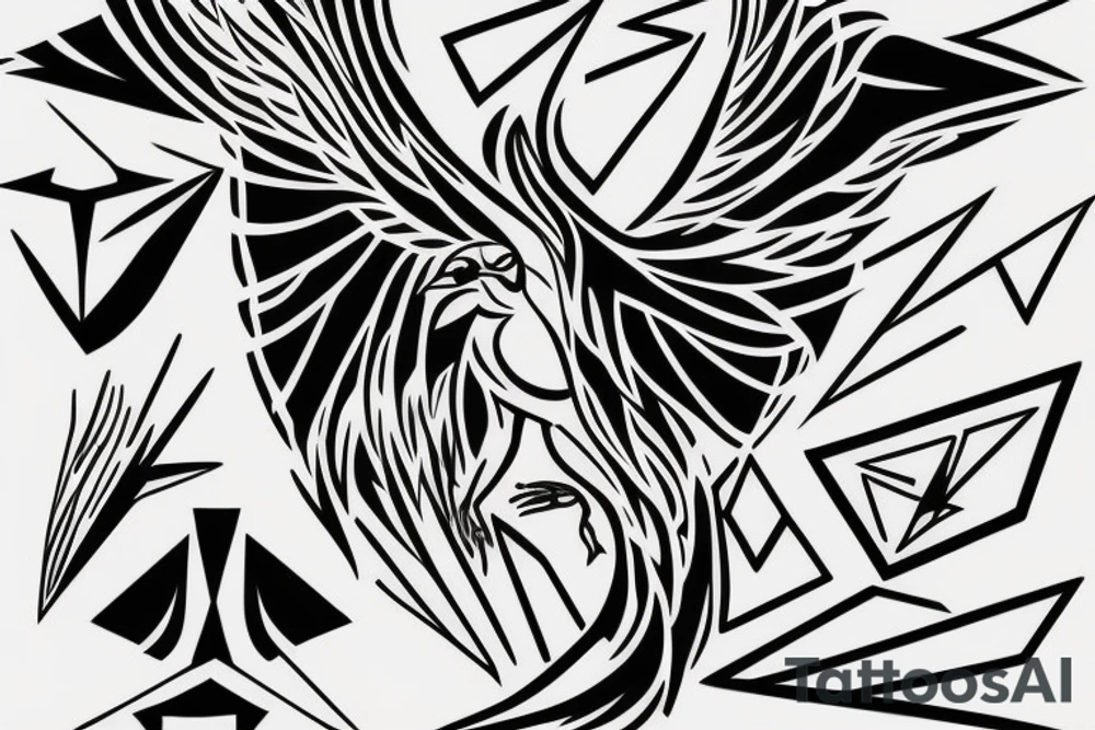 phoenix, abstract with triangles and lines tattoo idea