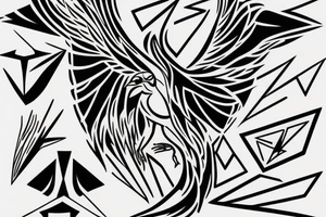 phoenix, abstract with triangles and lines tattoo idea