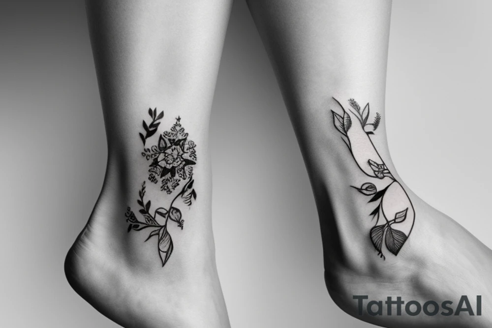 pair bracelete around ankle tattoo idea