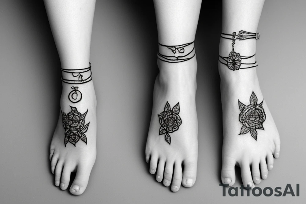 pair bracelete around ankle tattoo idea
