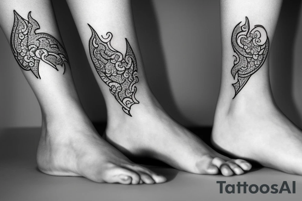 pair bracelete around ankle tattoo idea
